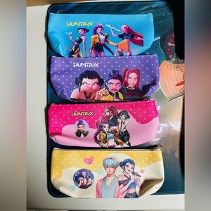 Set of 4 HUNTRAX Character Pencil Case Set - Blue, Purple, Pink, Yellow